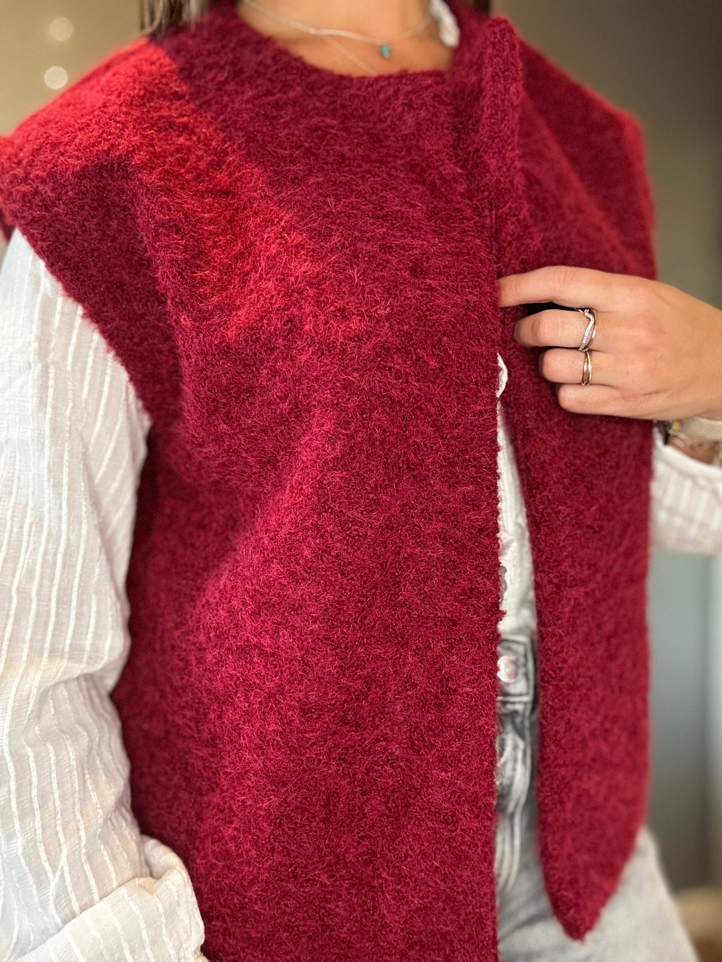 Gilet sans manche bouclette bordeaux