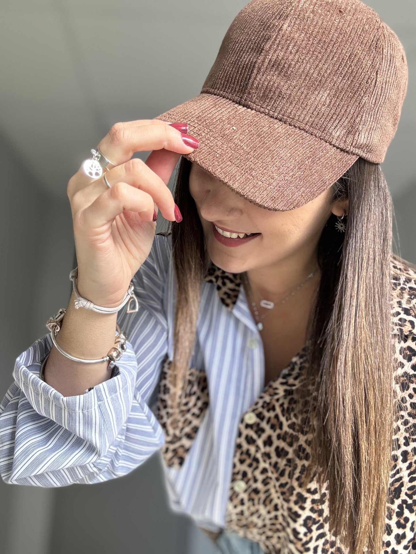 Casquette velour marron