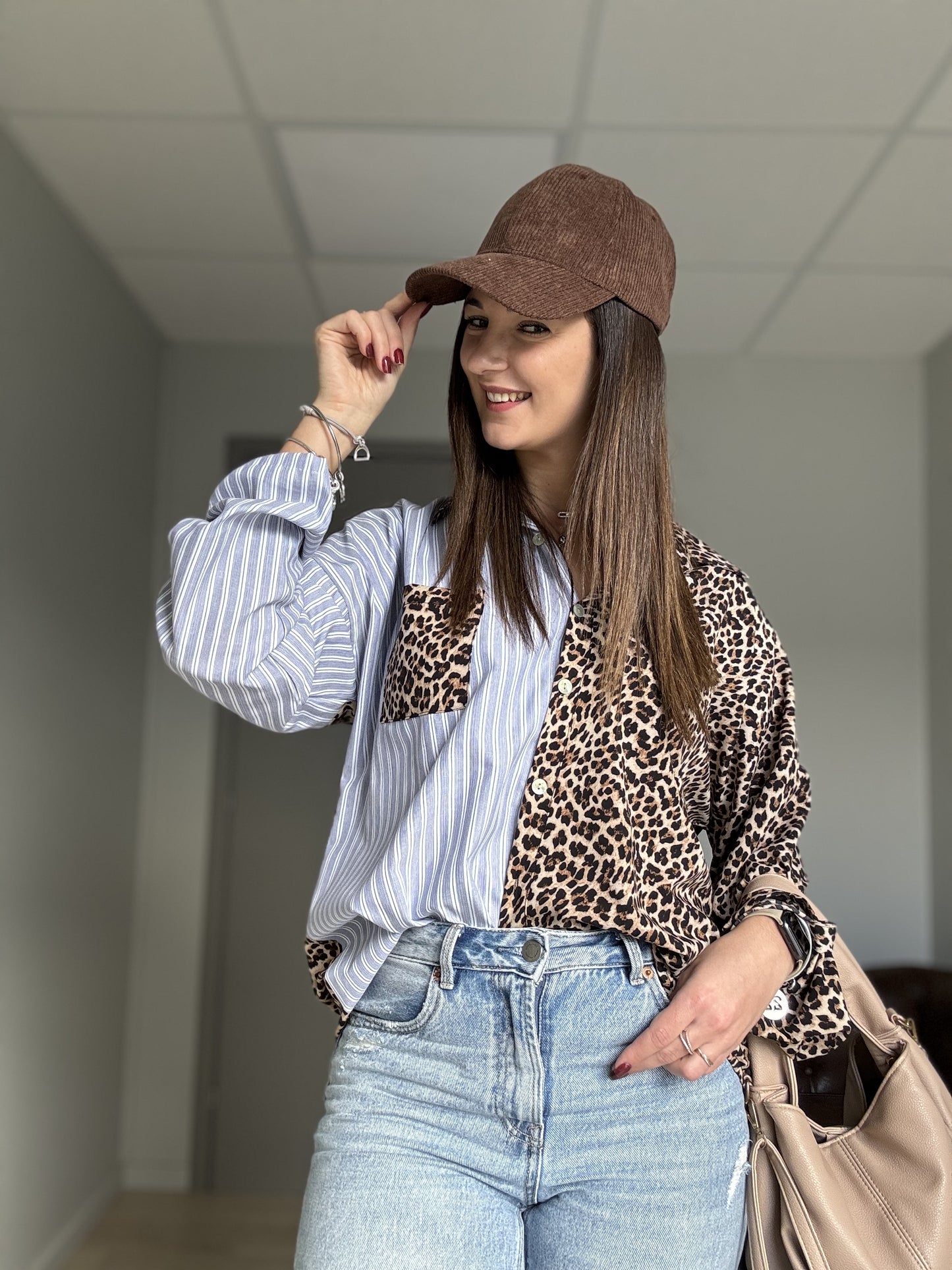 Casquette velour marron