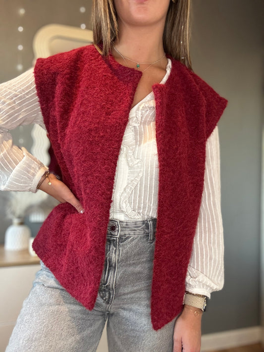 Gilet sans manche bouclette bordeaux