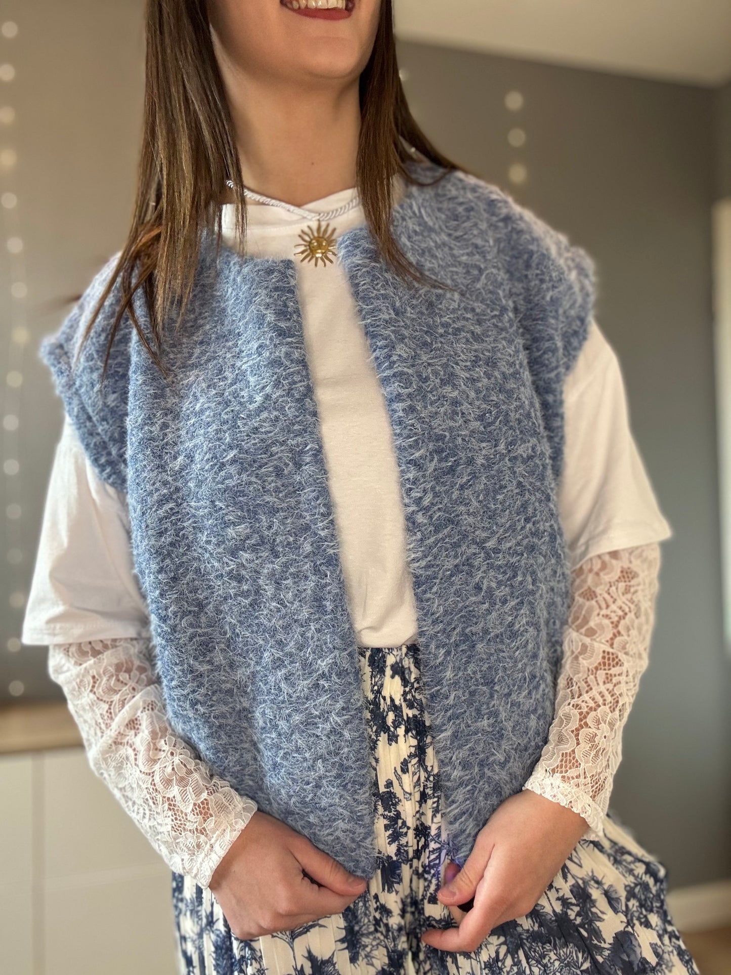 Gilet bouclette bleu