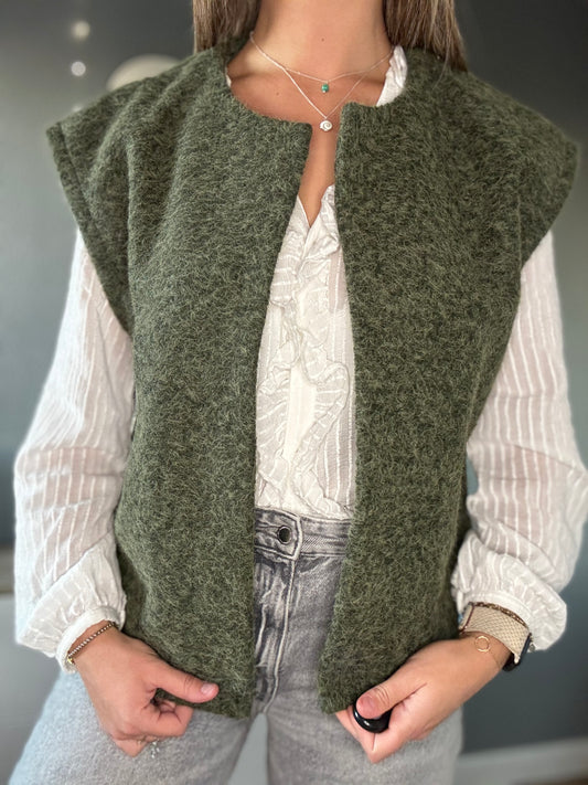 Gilet sans manche bouclette kaki
