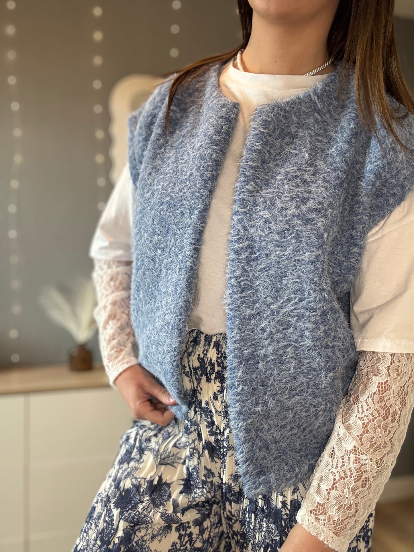 Gilet bouclette bleu